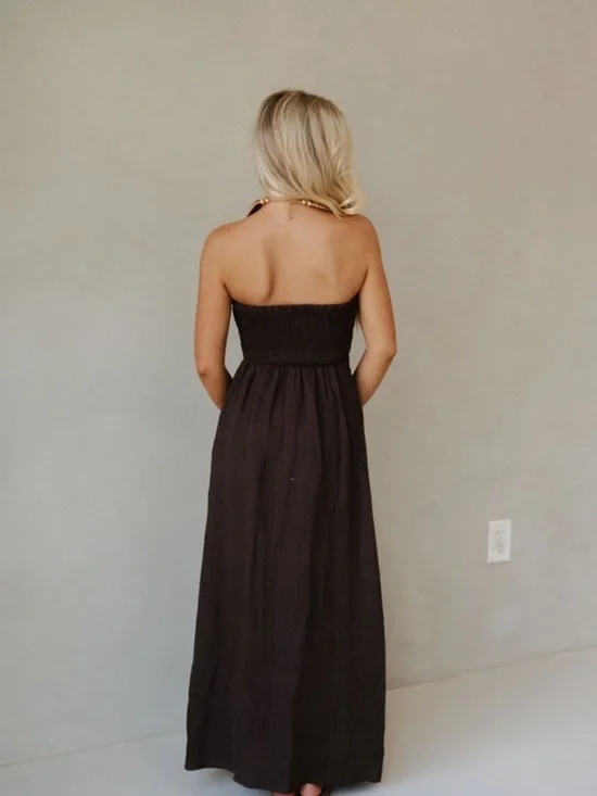 Strapless Maxi Dress in Dark Brown - Effortless Summer Staple - Picture 3 of 3